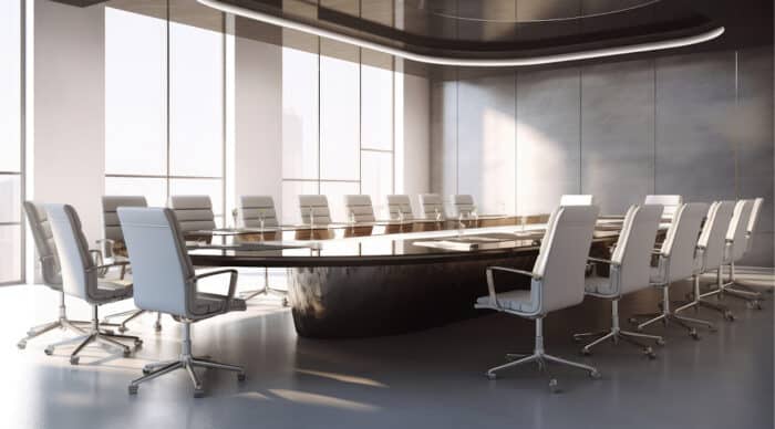 An empty boardroom shows the important of knowing how to conduct a school board meeting.