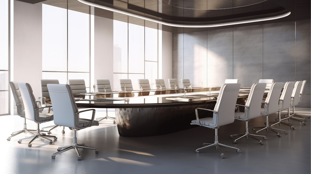 An empty boardroom shows the important of knowing how to conduct a school board meeting.